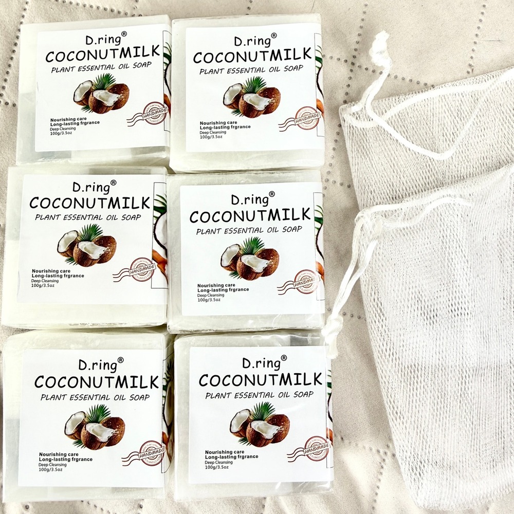 6 bars Coconut Milk Soap - Plant Essential Oil Soap